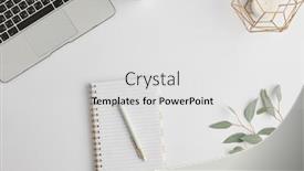  Presentation with green notebook - Theme having notebook-with-pen-candle background and a light gray colored foreground