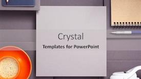  Presentation with notebook paper - PPT theme featuring notebook-with-pen-headphones background and a light gray colored foreground