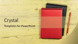  Presentation with notebook page - Beautiful slide deck featuring notebook with pencil backdrop and a blonde colored foreground