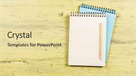  Presentation with notebook page - Colorful slide set enhanced with notebook with pencil backdrop and a  colored foreground