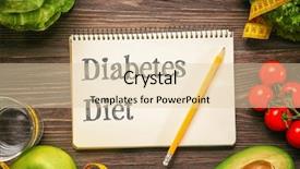  Presentation with diabetes diet - PPT theme featuring notebook with text diabetes diet background and a lemonade colored foreground