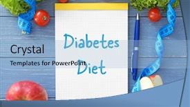  Presentation with diabetes diet - Slide deck featuring notebook with text diabetes diet background and a light blue colored foreground