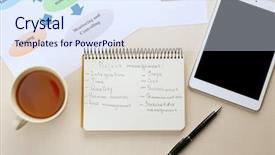  Presentation with project management - Presentation theme featuring notebook with written features background and a sky blue colored foreground