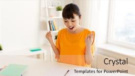  Presentation with fist pump - Amazing theme having notebooks making fist pump backdrop and a  colored foreground