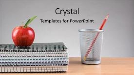  Presentation with teachers apple - Cool new slide set with notebooks with and apple backdrop and a light gray colored foreground