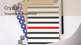  Presentation with white blank notebook silver - Slide set consisting of notebooks with clips and pencil background and a  colored foreground