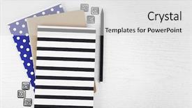  Presentation with white blank notebook silver - Amazing presentation theme having notebooks with clips and pencil backdrop and a light gray colored foreground