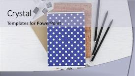  Presentation with white blank notebook silver - Presentation with notebooks with clips and pencils background and a  colored foreground