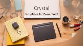  Presentation with cordless - Amazing slides having notebooks-with-cordless-earphones-folded backdrop and a lemonade colored foreground