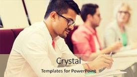  Presentation with international education - Slide set enhanced with notebooks writing in lecture hall background and a  colored foreground