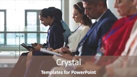  Presentation with diverse business people - Presentation theme having notepad - side view diverse business people background and a violet colored foreground