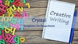  Presentation with creative writing - Amazing PPT theme having notepad and magnetic letters backdrop and a sky blue colored foreground