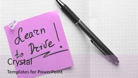  Presentation with learn - Theme having notepad and note sticker with text learn to drive concept background and a lemonade colored foreground