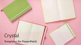  Presentation with notepad - PPT theme featuring notepad at abstract background surface background and a lemonade colored foreground