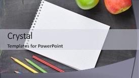 Presentation with notepad blank lined paper - Colorful presentation design enhanced with notepad colorful pencils and apple backdrop and a  colored foreground