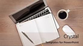  Presentation with pen laptop coffee cup clips - Amazing presentation having notepad laptop and coffee cup backdrop and a  colored foreground