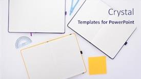  Presentation with notebook paper - Amazing slide deck having notepad-or-notebook-paper backdrop and a sky blue colored foreground