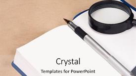  Presentation with notepad - PPT layouts having notepad silver pen at paper background and a pink colored foreground