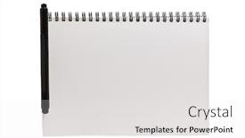  Presentation with notepad - Cool new slides with block notes - notepad with pencil on white backdrop and a white colored foreground