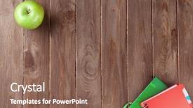  Presentation with apple - Cool new PPT layouts with notepads and apple on wooden backdrop and a violet colored foreground