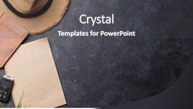  Presentation with top hat - Presentation theme consisting of notepas - travel vacation background concept background and a dark gray colored foreground