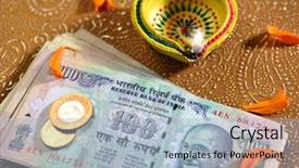  Presentation with indian traditional - Amazing theme having 100 rupee bank notes backdrop and a light blue colored foreground