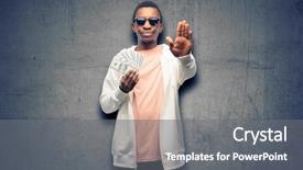  Presentation with accounting financial bank banking account - PPT theme having hand saying no expressing security background and a coral colored foreground