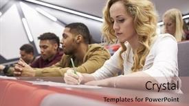  Presentation with taking notes - Theme having notes in a university lecture background and a coral colored foreground