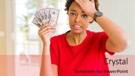  Presentation with african american men - Beautiful PPT layouts featuring fifties - young african american woman holding backdrop and a red colored foreground