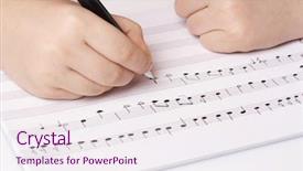  Presentation with music school - Theme having notes on school notebook learning background and a sky blue colored foreground