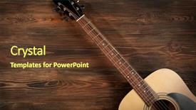  Presentation with rustic wood wooden frame - Presentation design featuring notes stave - guitar on wooden background background and a tawny brown colored foreground