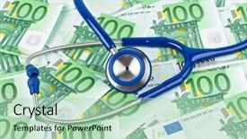  Presentation with banking bank vault door - Beautiful presentation theme featuring notes with a stethoscope health backdrop and a mint green colored foreground