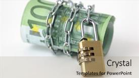  Presentation with chain - Audience pleasing PPT layouts consisting of commission plan - euro notes with lock backdrop and a coral colored foreground