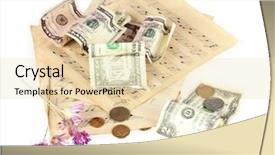  Presentation with money notes - Amazing presentation design having notes with money isolated on white backdrop and a lemonade colored foreground