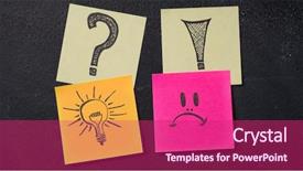  Presentation with question marks - Beautiful theme featuring notes with question exclamation marks backdrop and a violet colored foreground