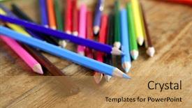  Presentation with vintage retro - PPT theme consisting of notice board - colorful pencil arrangement casual background and a coral colored foreground