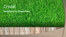  Presentation with green and wood - Slide deck featuring notice board - fresh spring green grass background and a forest green colored foreground