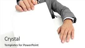  Presentation with space suit - Slide set having notice board - man wearing a suit sitting background and a white colored foreground