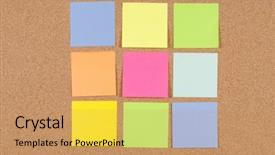  Presentation with corkboard - Audience pleasing PPT theme consisting of notice board background pins - collection of various note papers backdrop and a yellow colored foreground