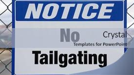  Presentation with football - Beautiful slides featuring notice no tailgating sign backdrop and a light blue colored foreground
