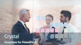  Presentation with young business people - PPT theme with noticeboard - young creative startup business people background and a ocean colored foreground