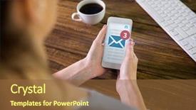  Presentation with three trees story - Beautiful presentation design featuring notification - woman using smartphone against three backdrop and a tawny brown colored foreground