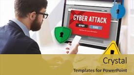  Presentation with computer attack - Beautiful PPT layouts featuring notification about threat of cyber backdrop and a yellow colored foreground