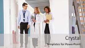  Presentation with black male female fashion - Slide set consisting of noting down - three young male and female background and a light gray colored foreground