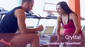  Presentation with pregnant woman in hospital - Cool new PPT layouts with noting results with personal trainer backdrop and a violet colored foreground