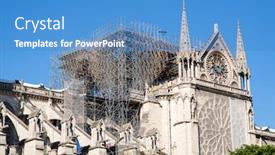  Presentation with notre dame paris france - Slide set with notre-dame-cathedral-in-paris background and a teal colored foreground