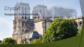  Presentation with notre dame paris france - Colorful presentation design enhanced with notre-dame-cathedral-in-paris backdrop and a light blue colored foreground
