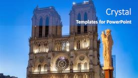  Presentation with notre dame paris france - Presentation theme enhanced with notre-dame-cathedral-in-paris background and a teal colored foreground