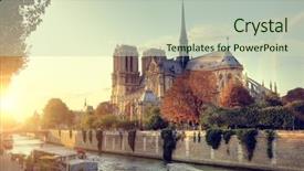  Presentation with notre dame paris france - PPT theme with notre-dame cathedral in paris france at sunset background and a soft green colored foreground