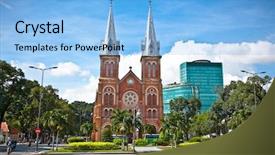  Presentation with notre dame - Amazing presentation theme having notre-dame cathedral landmark backdrop and a light blue colored foreground